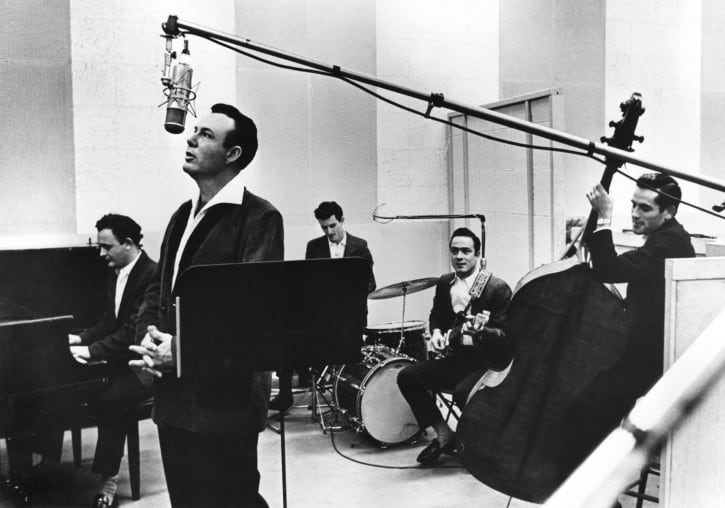 Jim Reeves recording in Historic RCA Studio B. (archival photo courtesy of the Country Music Hall of Fame and Museum)