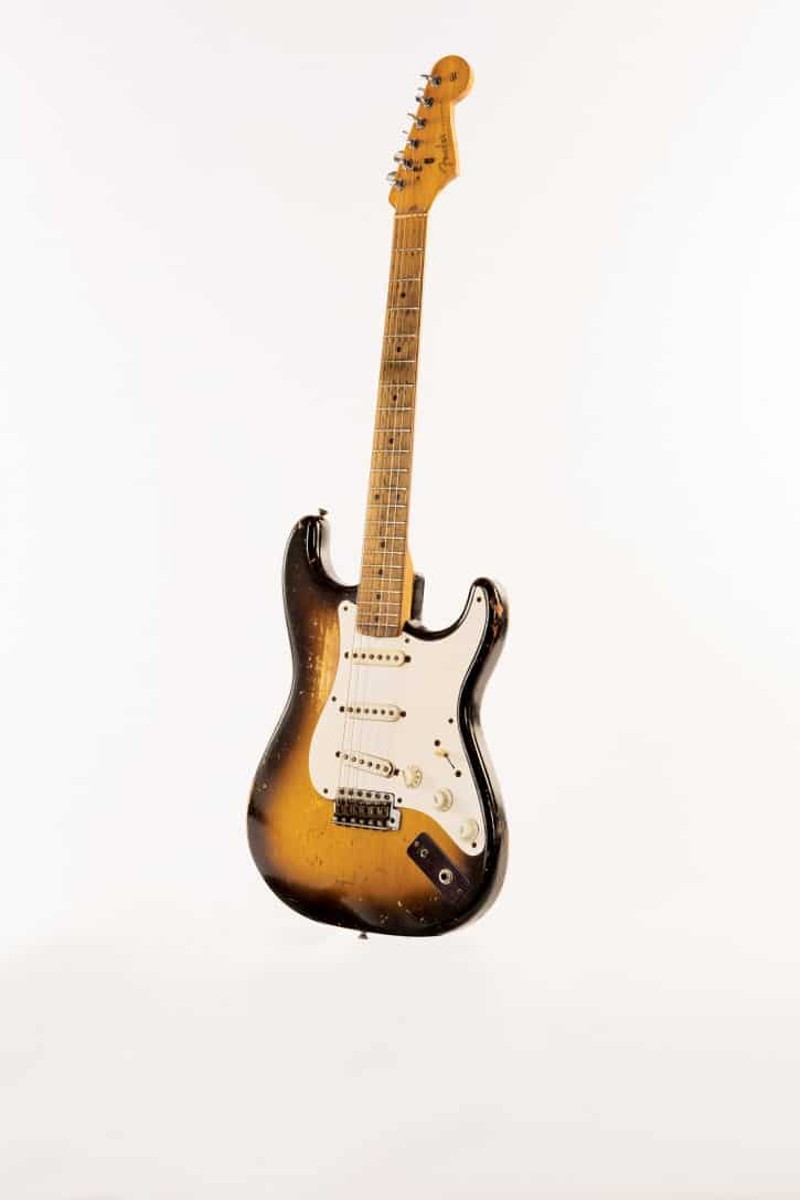 Marshall Chapman began using this 1956 Fender Stratocaster in the 1970s. Courtesy of Marshall Chapman (Photo Bob Delevante, courtesy Country Music Hall of Fame & Museum)