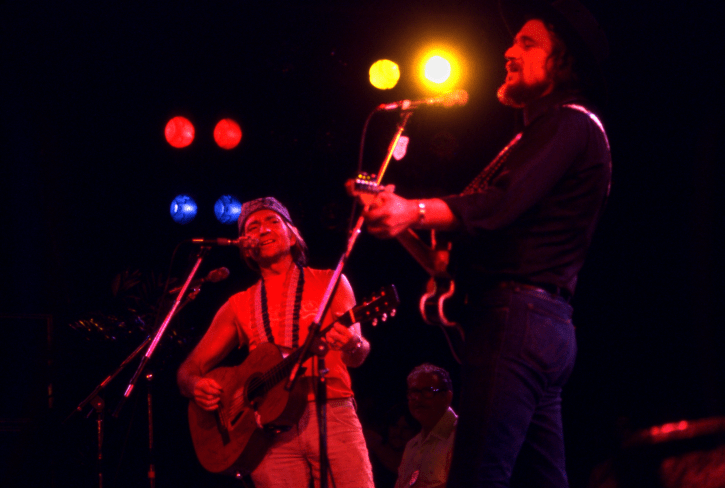 Willie Nelson and Waylon Jennings at Willie Nelson’s Fourth of July Picnic, 1978. Photo by Leonard Kamsler, courtesy of the Country Music Hall of Fame and Museum