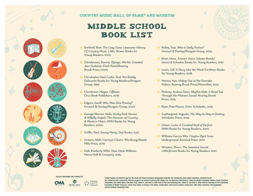 middle school book list