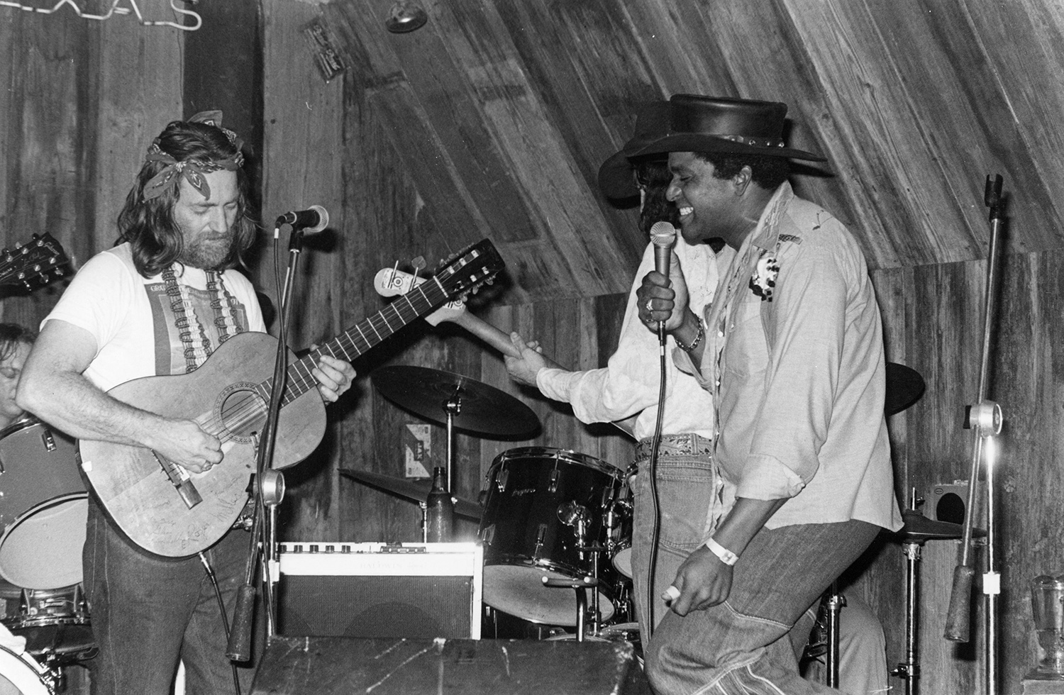 Willie Nelson and Charley Pride perform for a Country Music Association event in Texas, 1979. Photo by Melinda Wickman.