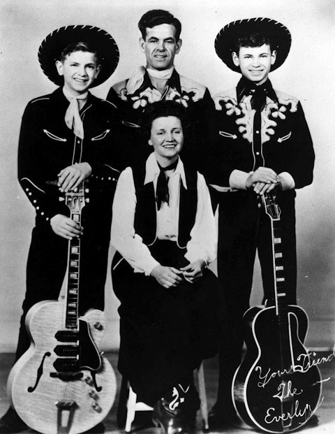The Everly Brothers with their parents. Standing from left: Phil, Ike, and Don Everly. Seated: Margaret Everly.