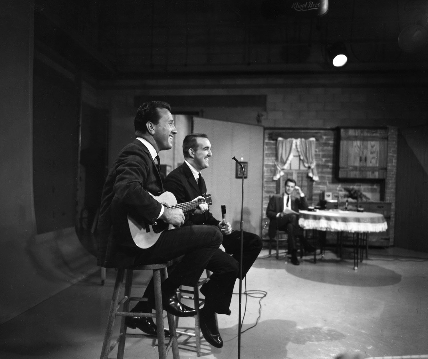 Ralph Emery with Marty Robbins for a television interview, late 1950s.