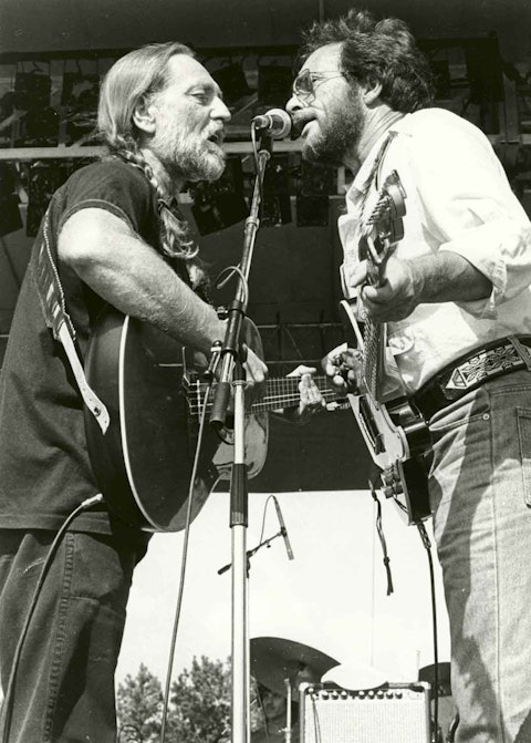 Willie Nelson and Merle Haggard, 1983. Photo by Larry Dixon.