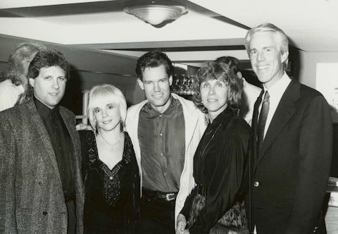 Celebrating the 1992 release of Randy Travis’s Greatest Hits, Volumes One and Two are (from left) Travis’s producer Kyle Lehning, wife and manager Lib Hatcher-Travis, Senior VP of A&R for Warner Bros. Records Nashville Martha Sharp, and Warner Bros. Nashville President Ed Norman.