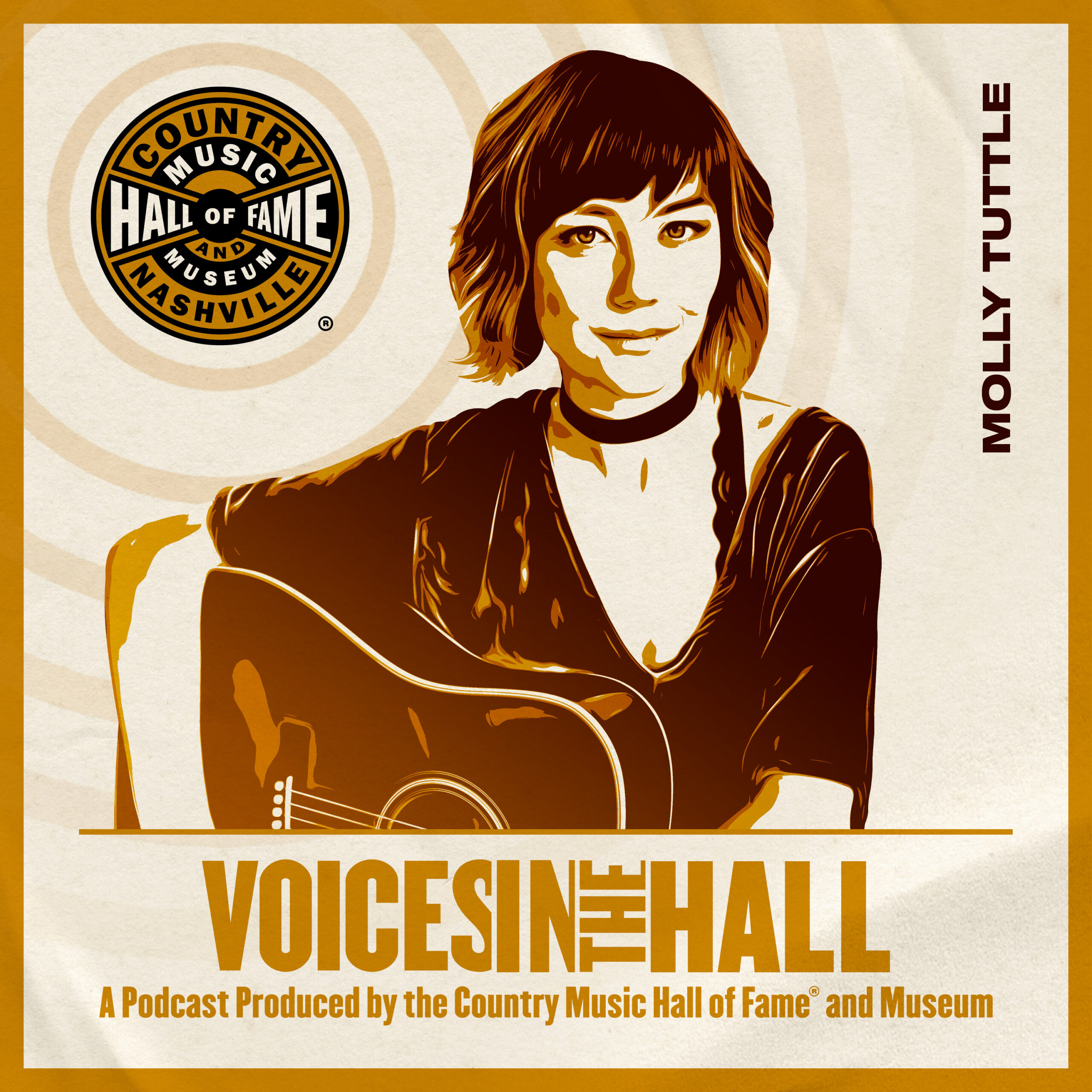 S3E9: Molly Tuttle on Country Music Hall of Fame and Museum’s “Voice in the Hall” Podcast. Tuttle is holding a classical guitar.