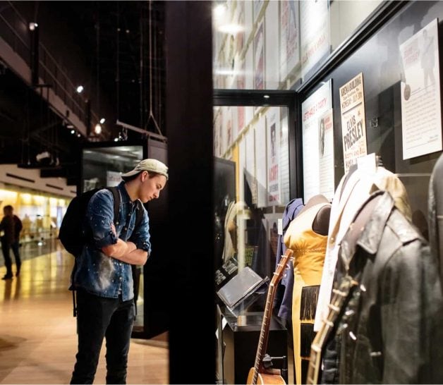 Man looking at an exhibit