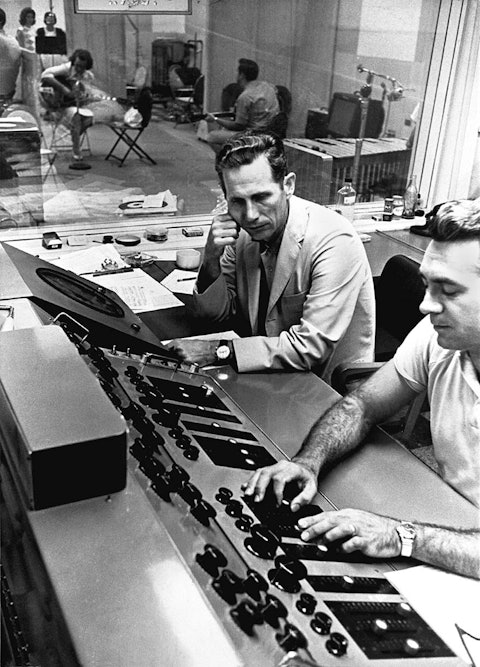 Chet Atkins and Bill Porter in control room