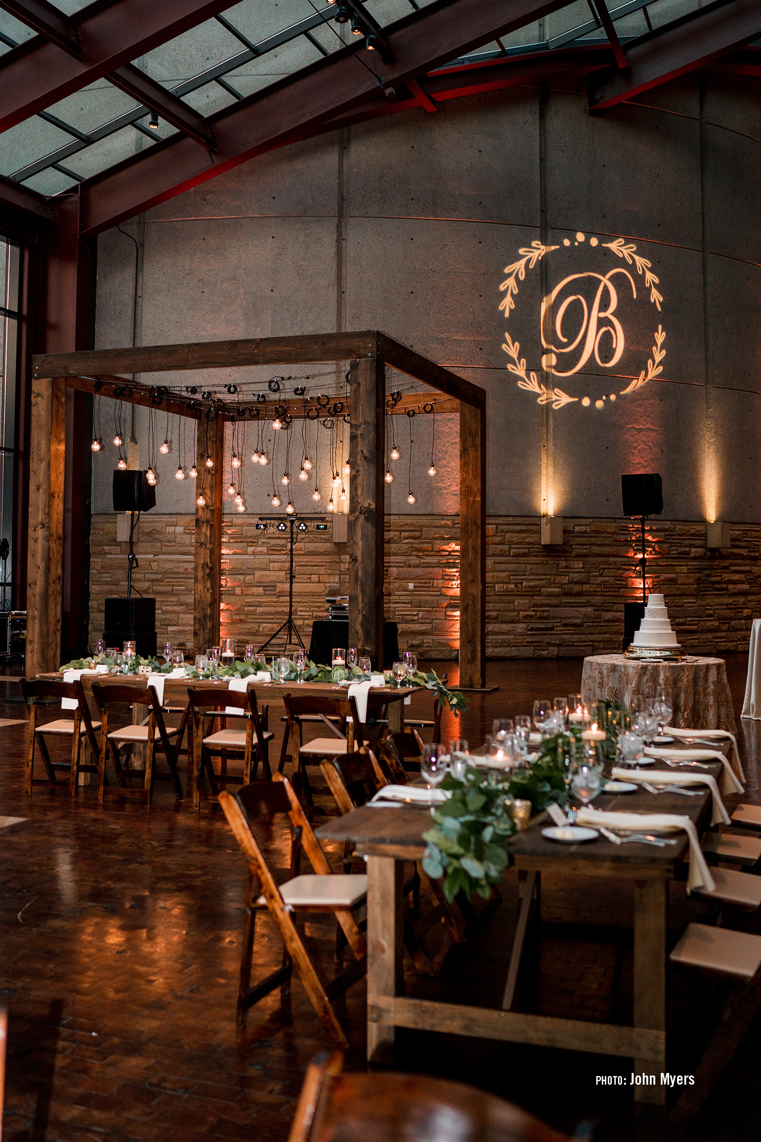 Conservatory view from downtown Nashville wedding venue.