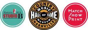 studio b, country music hall of fame and hatch show print logos