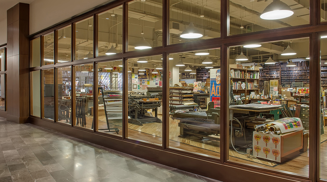 The Print Shop as viewed from the hall