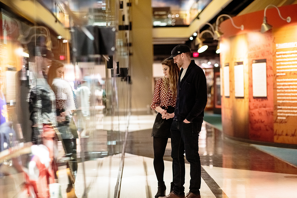 Two Guests looking at a display in the Museum