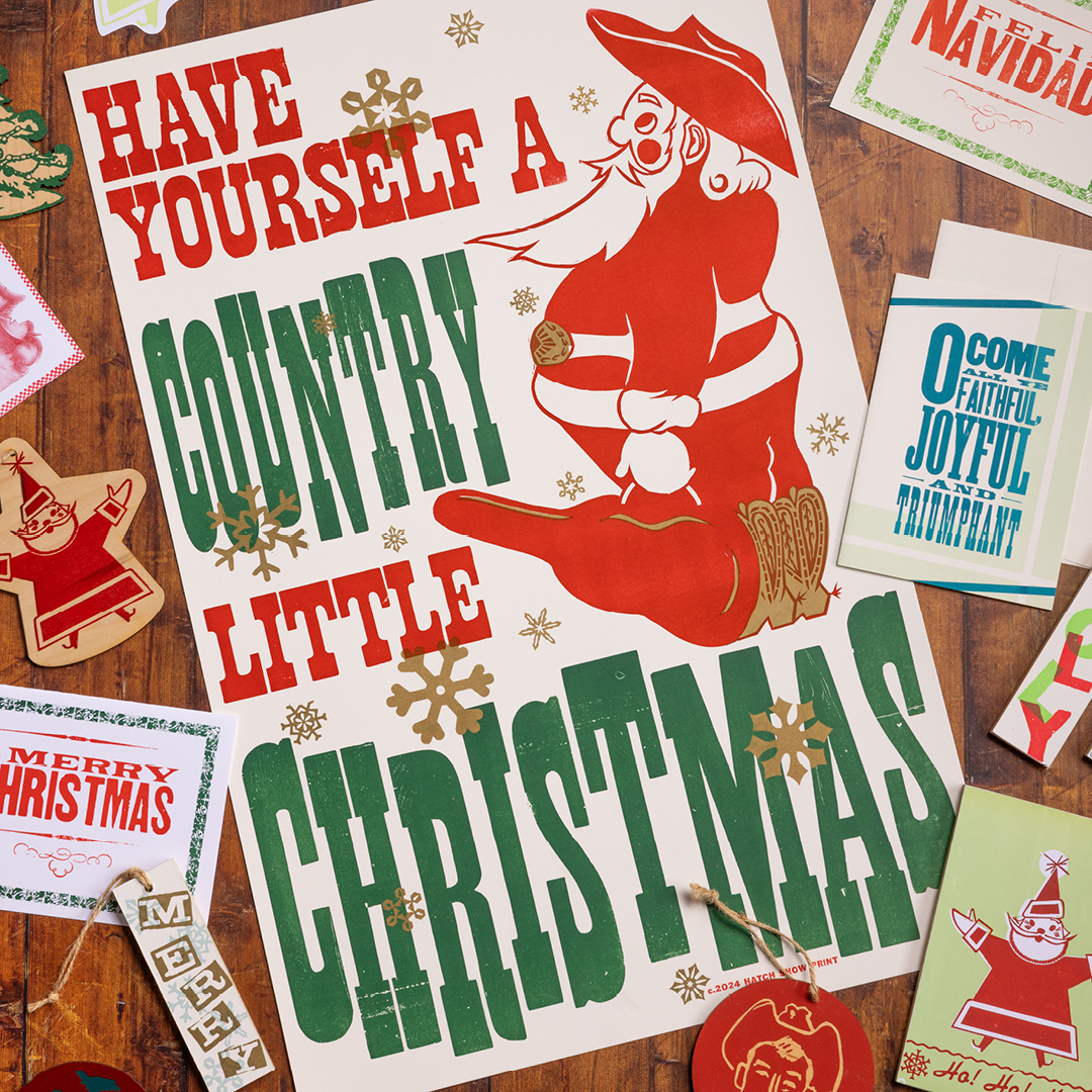 Holiday Posters and cards from Hatch Show Print.